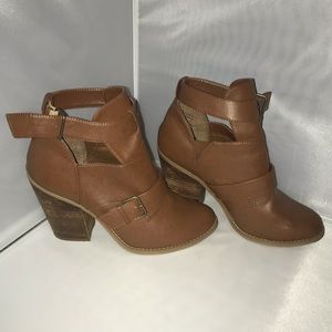 Call It Spring Chestnut Heeled Booties Size 8